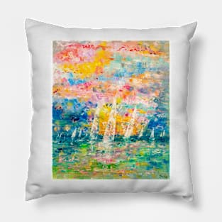 Sailing regatta at the end of the day Pillow