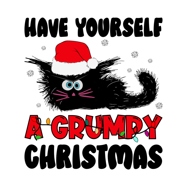 Have Yourself A Grumpy Christmas, Christmas Cat, Xmas Lights, Funny by PorcupineTees