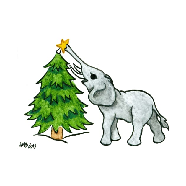 2013 Holiday ATC 11 - Christmas Tree and Elephant by ArtbyMinda