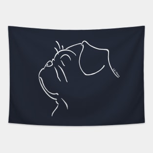 Pug silhouette outline white Tapestry