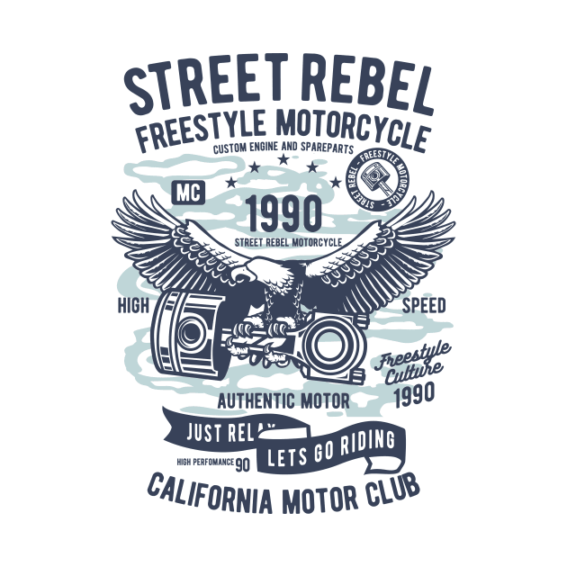 Street Rebel Motorcycle, Vintage Retro Classic by CoApparel