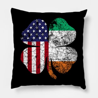 Irish American Flag Ireland Flag St Patricks Clover Pillow