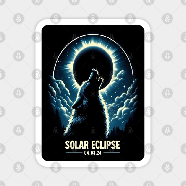 View Totality April 8 2024 Astronomy wolf Howls Solar Eclipse Magnet by justingreen