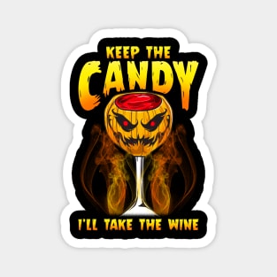 Halloween Wine Glass Spooky Jack o Lantern Trick or Treat Magnet