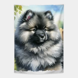 Watercolor Keeshond Puppies - Cute Puppy Tapestry