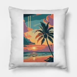 Sunset at the beach Pillow