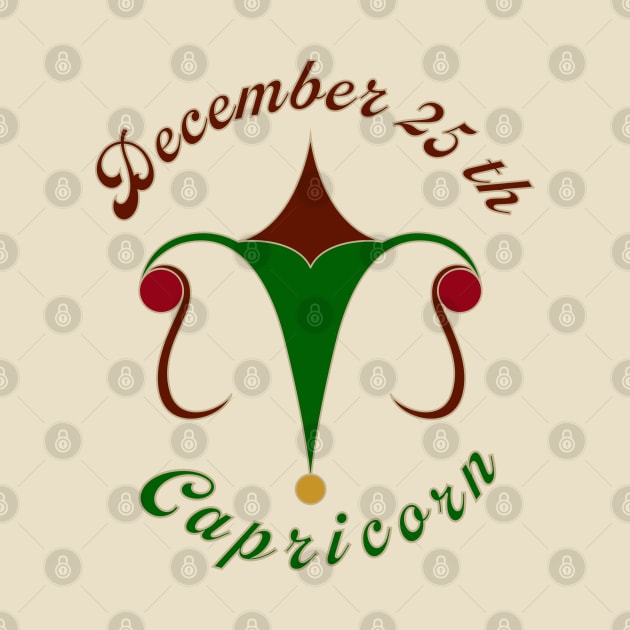 December 25th Capricorn - Xmas and Newton's birthday logo - Cream Background by kinocomart