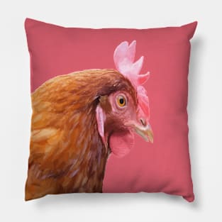 Funny Side View Of A Farmyard Hen Pillow