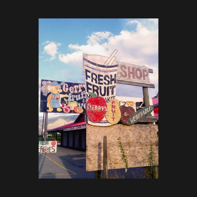 Fresh fruit shop sign in Keremeos, British Columbia, Canada. by Nalidsa