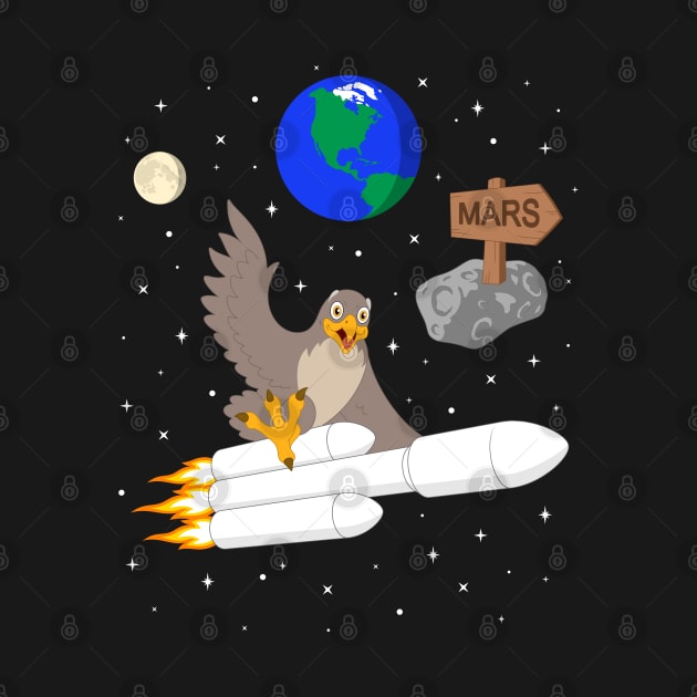 Falcon Riding Heavy Space Ship to Mars by wingsofrage