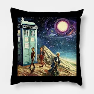 Tardis and Doctor Who Searching in Universe Pillow