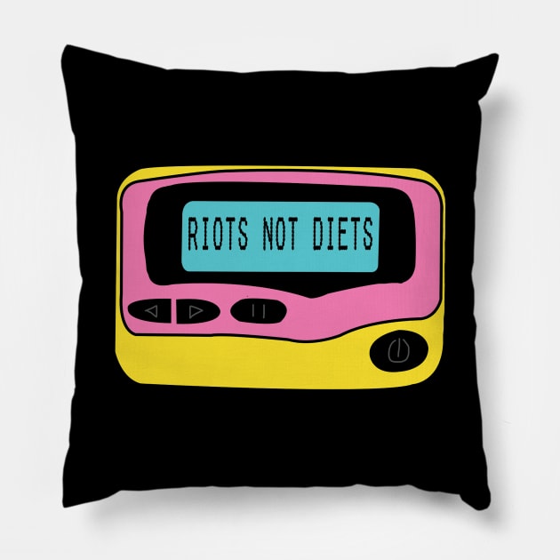 Riots not Diets 80s 90s Pager Beeper Pillow by NostalgiaUltra