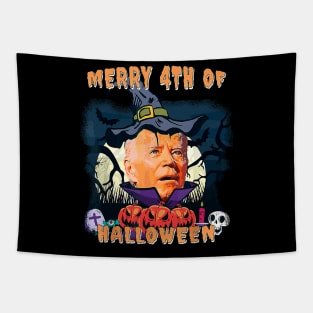 Merry 4th Of Halloween Funny Joe Biden Confused Happy Halloween Tapestry