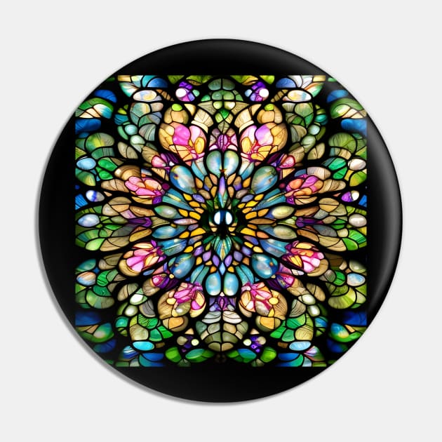 Stained Glass Lotus Flower Mandala Pin by Chance Two Designs