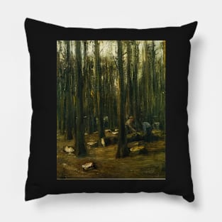 lumberjack in the forest 1898 - Max Liebermann Pillow