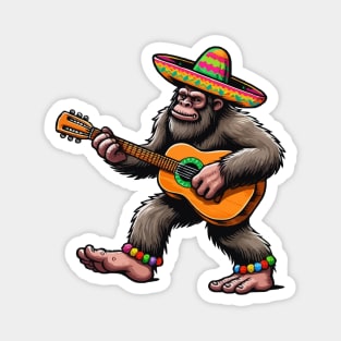 Funny Cinco De Mayo Bigfoot Playing Guitar Magnet