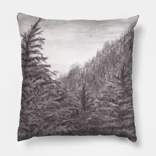 Dark Forest and grey sky Pillow