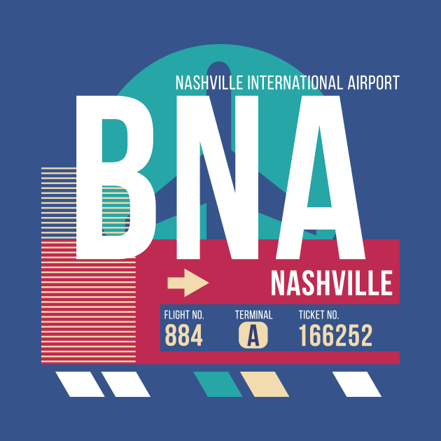 Nashville (BNA) Airport Code Baggage Tag E by SLAG_Creative