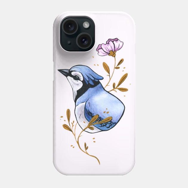 Blue Jay and his Purple Flower Phone Case by Ellen Wilberg