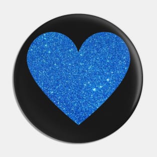 Royal Blue Faux Glitter Heart Pin
