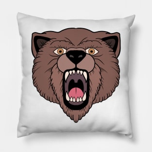 Traditional Tattoo Roaring Bear Head with Teeth Pillow