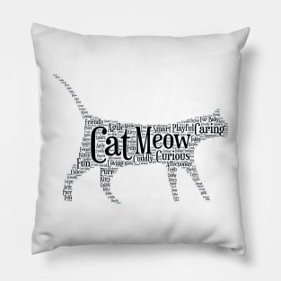 Cute Cat Word Cloud Original Art Pillow