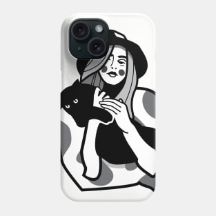 Girl with cat Phone Case