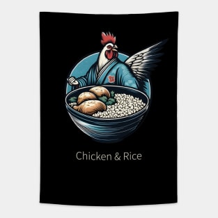 Chicken and Rice Samurai Japan Tapestry