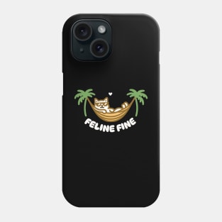 Feline Fine | Cute cat enjoying summer on a beach with feeling fine vibe | Cat Puns Phone Case