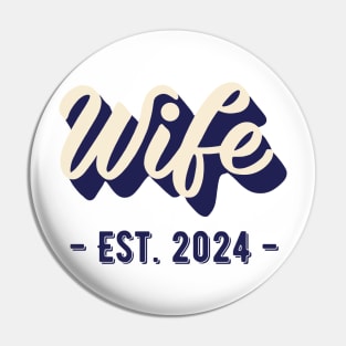 Wife Est 2024 Just Married Honeymoon Wedding Couple Pin