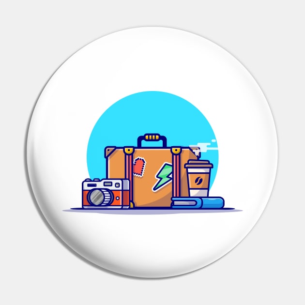 Suitcase, Camera, Book And Coffee Cartoon Vector Icon Illustration Pin by Catalyst Labs