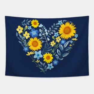 I stand with Ukrainian, sunflowers and hearts, peace not war. Tapestry