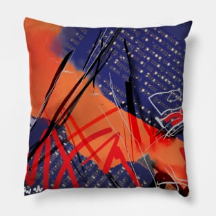 Blue and orange abstract Pillow