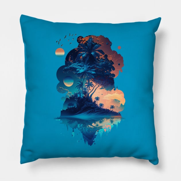 paradise Island Pillow by DavidLoblaw