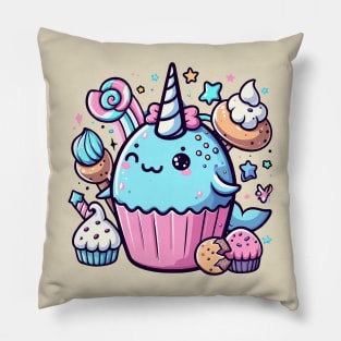 Muffin-Loving Narwhal Pillow