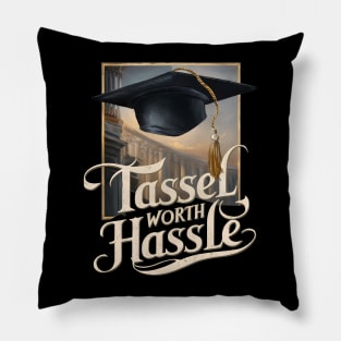 Graduation "Tassel Worth Hassle", Retro Design Pillow