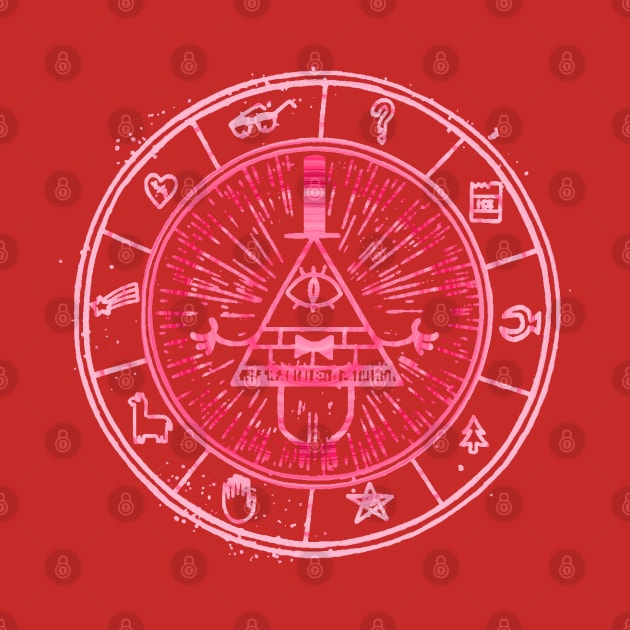 Bill Cipher Wheel RED ( Gravity Falls ) by pixtees