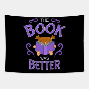 The book was better, cute girl brunette pigtails, purple Tapestry