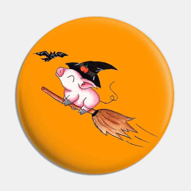 Pigs Fly in Salem Pin by KristenOKeefeArt