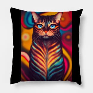 Trippy Psychedelic Cat Pillow