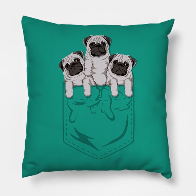 Pocket Pugs Pillow by kellabell9