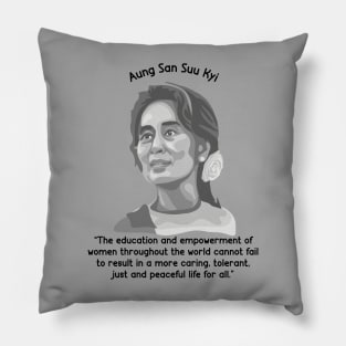 Aung San Suu Kyi Portrait and Quote Pillow