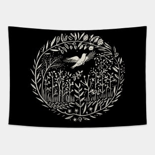 Lino Cut Bird Tapestry