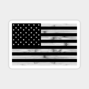 USA flag Rustic Wood Black White Patriotic America 4th of July stars stripes Magnet