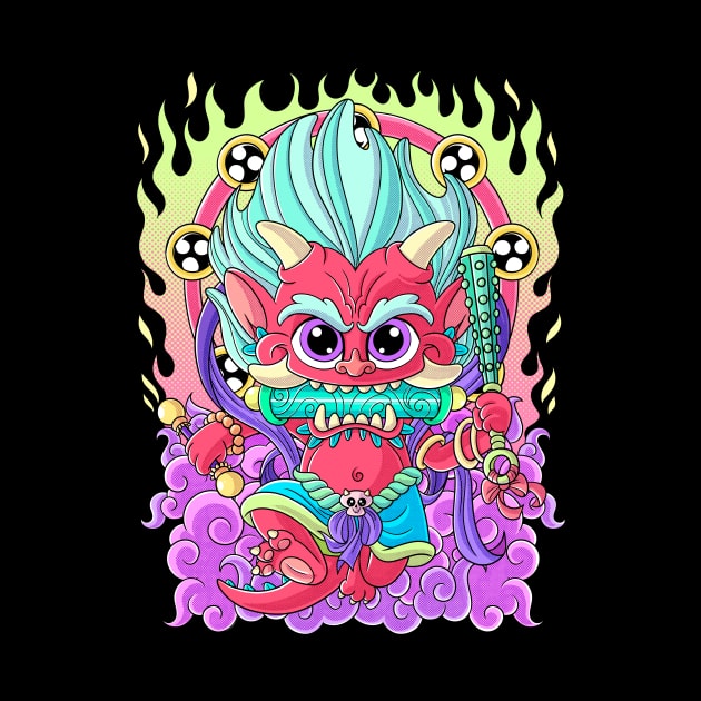 Cute Kawaii Oni Japanese demon Harajuku Pastel Goth Art by Juandamurai