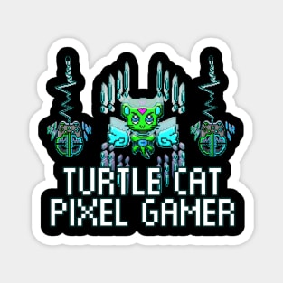 Turtle Lover Pixel Cat 8 Bit Gamer Magnet