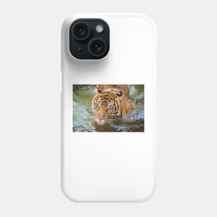 Tiger playing in some water Phone Case