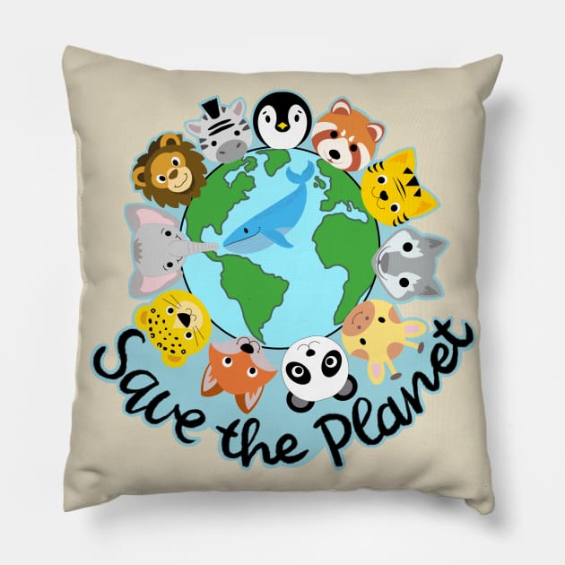 Save the planet! Save the animals! Pillow by IdinDesignShop