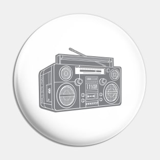 Boombox (White Lines + Gray Drop Shadow) Analog / Music Pin