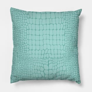 Blue Teal Crocodile Boho Animal Pattern Pillow